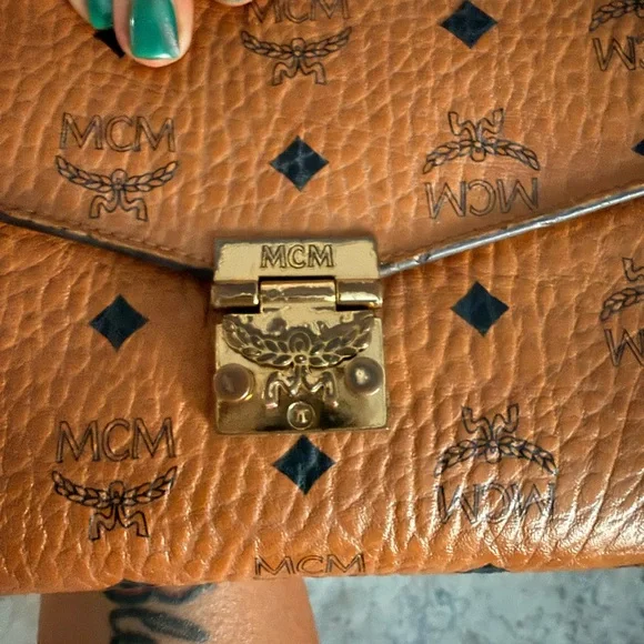 MCM Cognac Visetos Logo Chain Crossbody - Picture 8 of 11